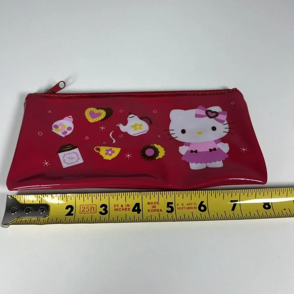 Sanrio Hello Kitty Red 2011 8” Pencil Case Pouch trinket Zipper
